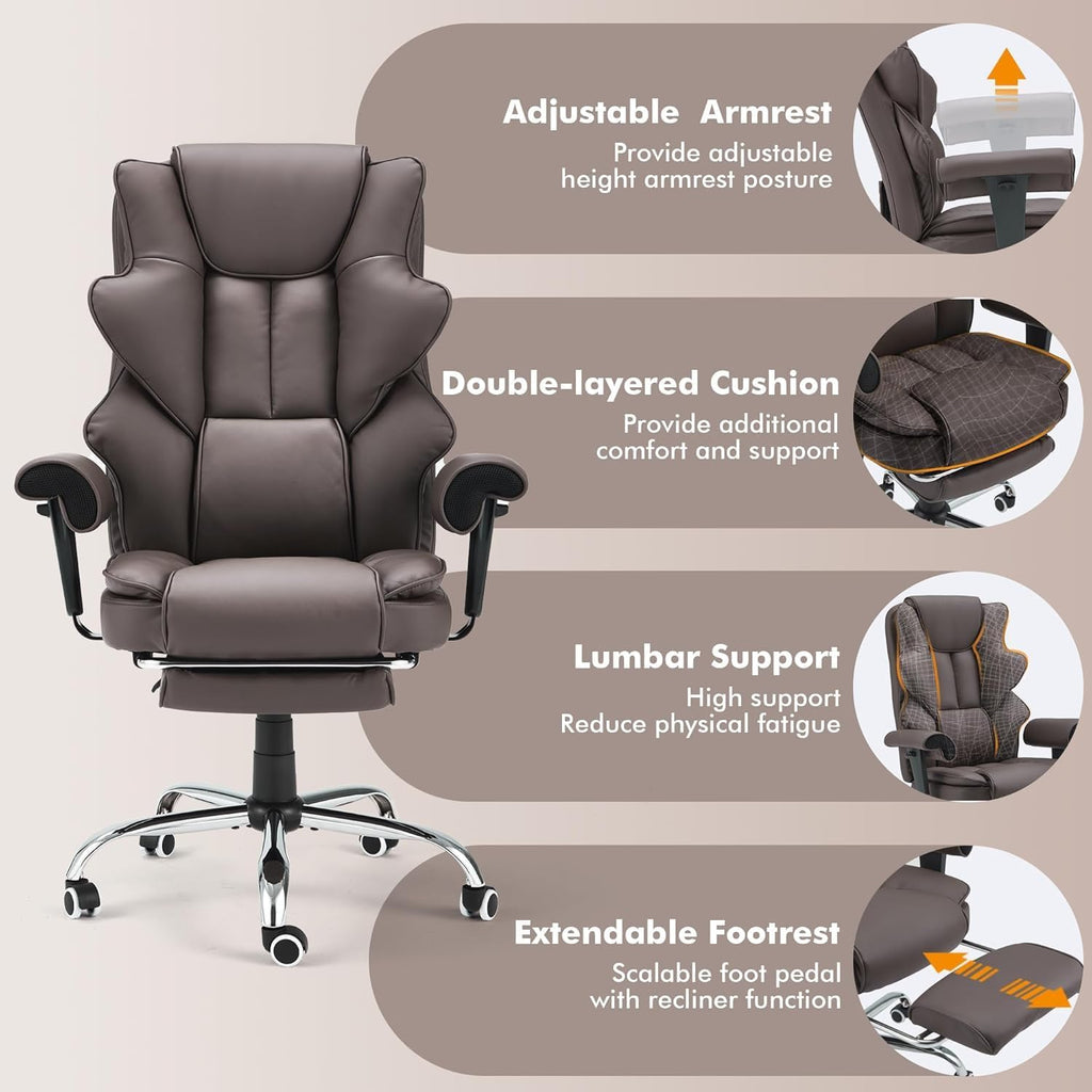Brown Heated Massage Office Chair with Foot Rest Z510