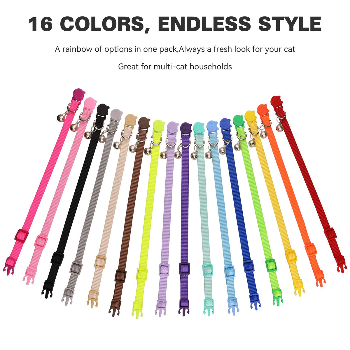 16 PCS Breakaway Cat Collars with Bell H906