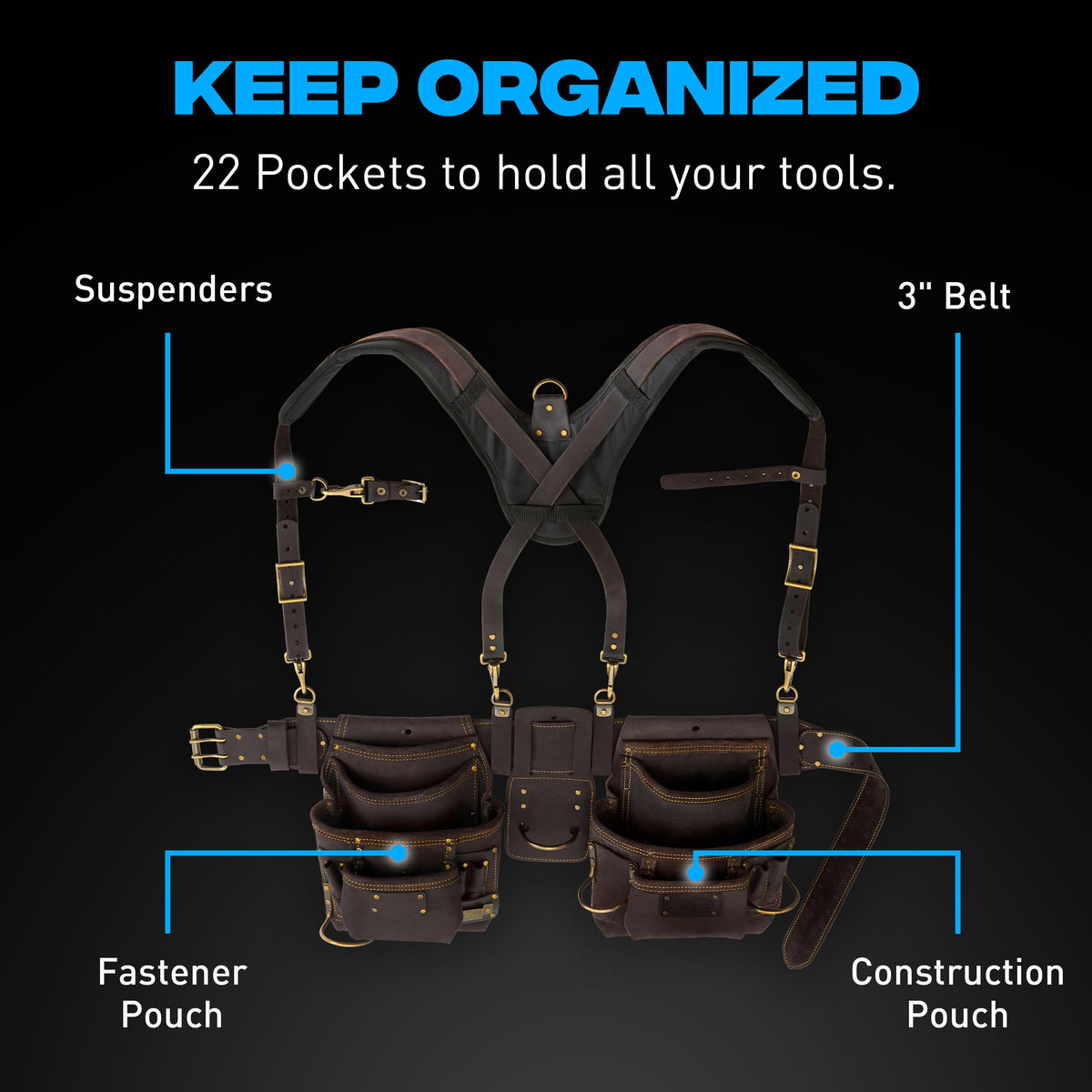Leather Tool Belt with Suspenders S1179