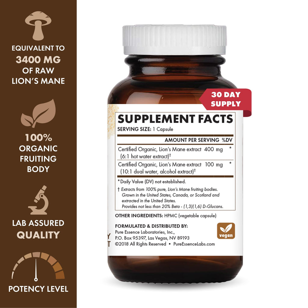 Lion's Mane Brain Support Supplement 30 Capsules N82765