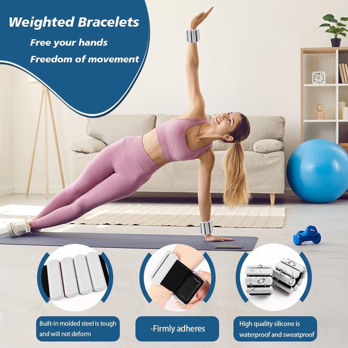 Adjustable Silicone Wrist and Ankle Weights Set of 2 N48970