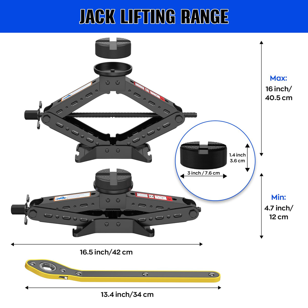3 Ton Heavy Duty Scissor Jack Kit with Ratchet Wrench L73738