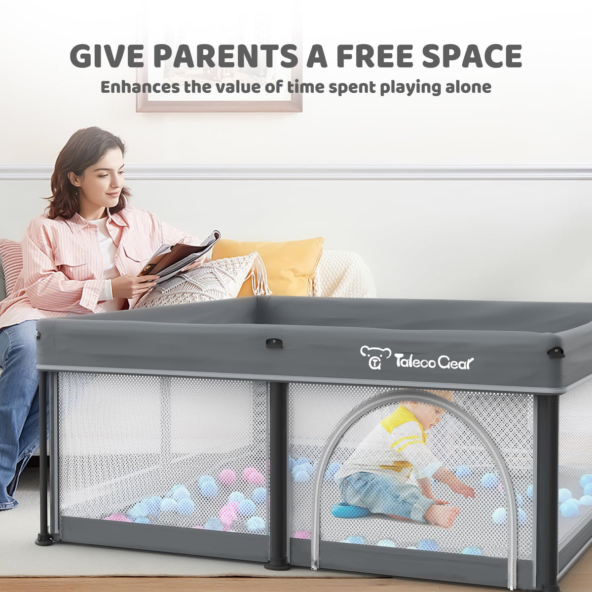 Foldable Baby Play Pen with Mat and Gate G1406