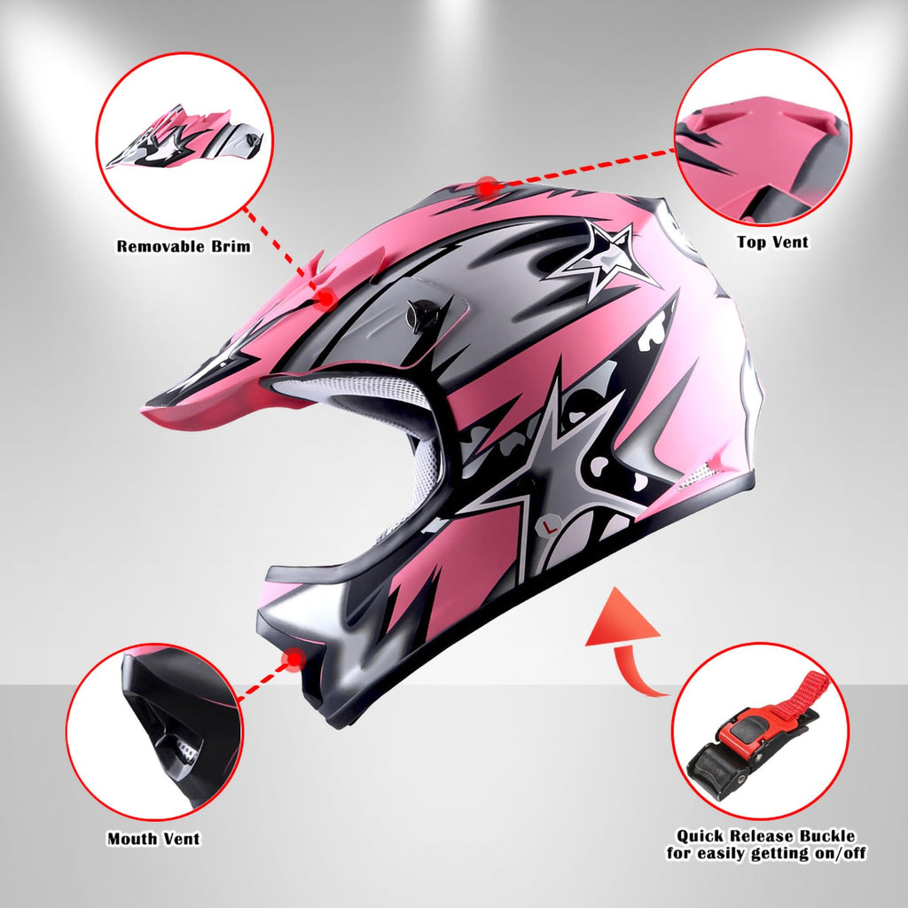 Youth Motocross Helmet with Goggles and Gloves X7930