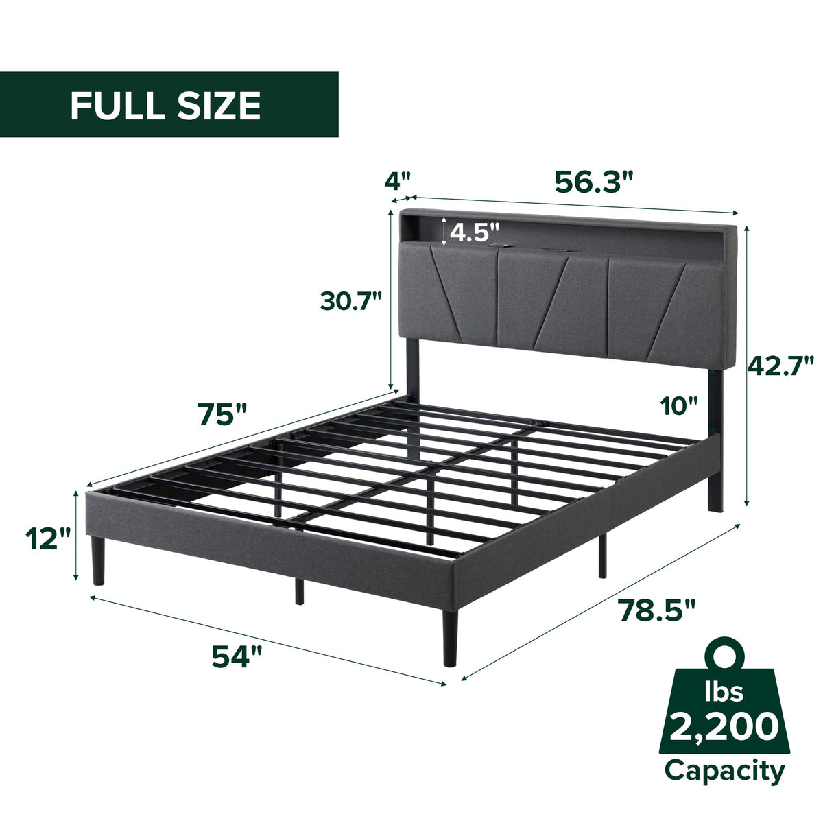 Upholstered Platform Bed Frame Full S184