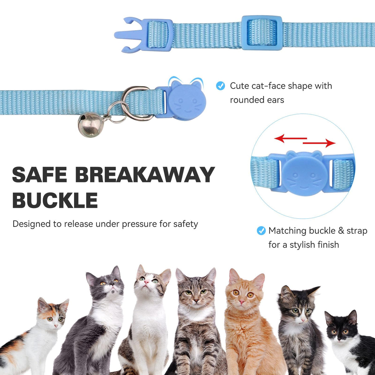 16 PCS Breakaway Cat Collars with Bell H906