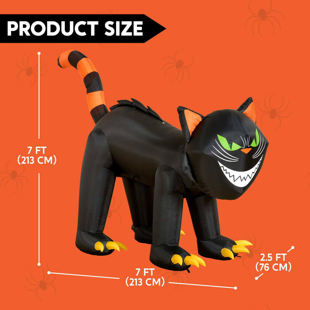 7 ft Black Cat Inflatable with LED Lights W44180