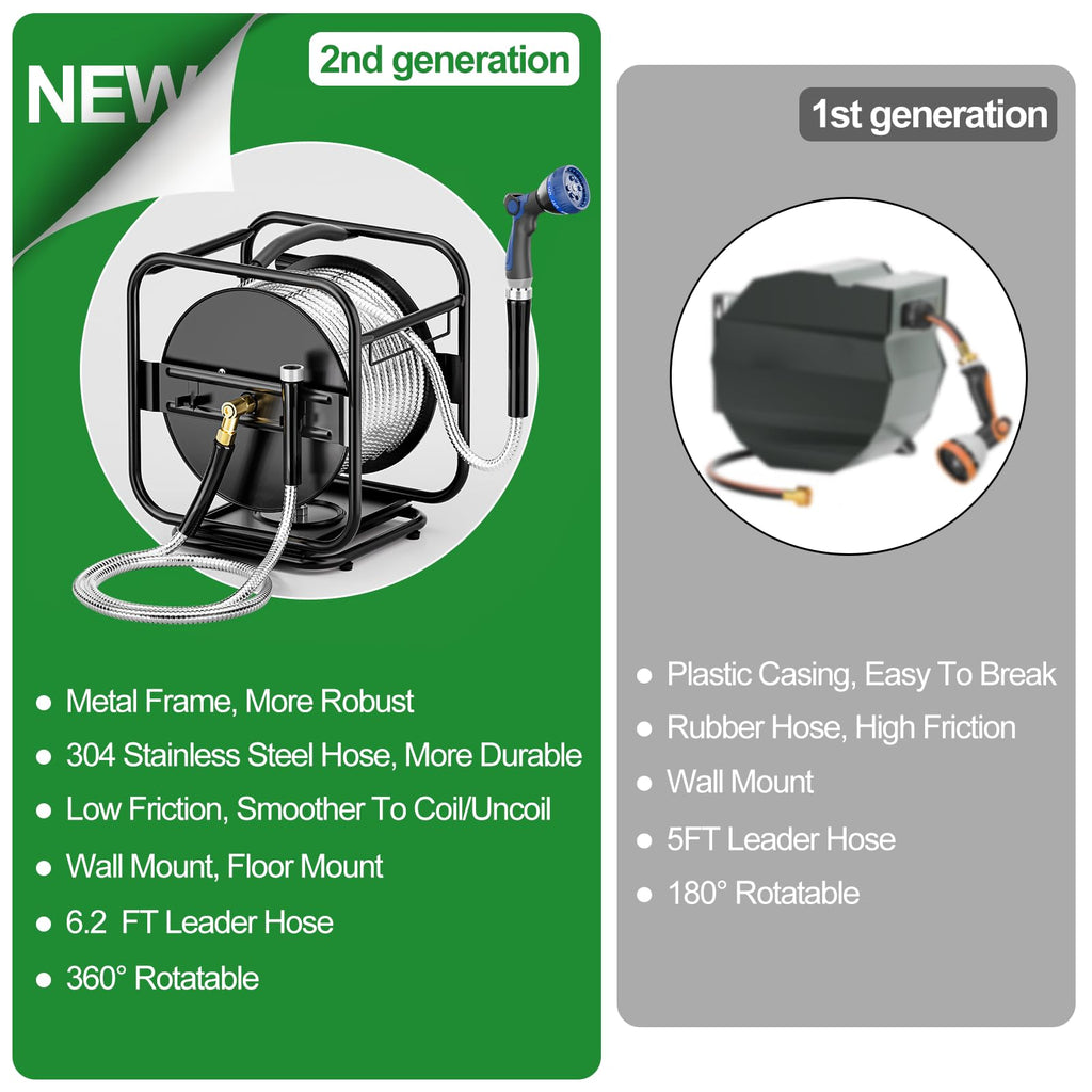 Garden Hose Reel With 100Ft Metal Water Pipe Z41594