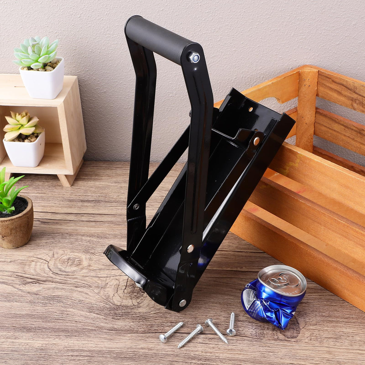Wall Mounted Stainless Steel Can Crusher with Bottle Opener L463743
