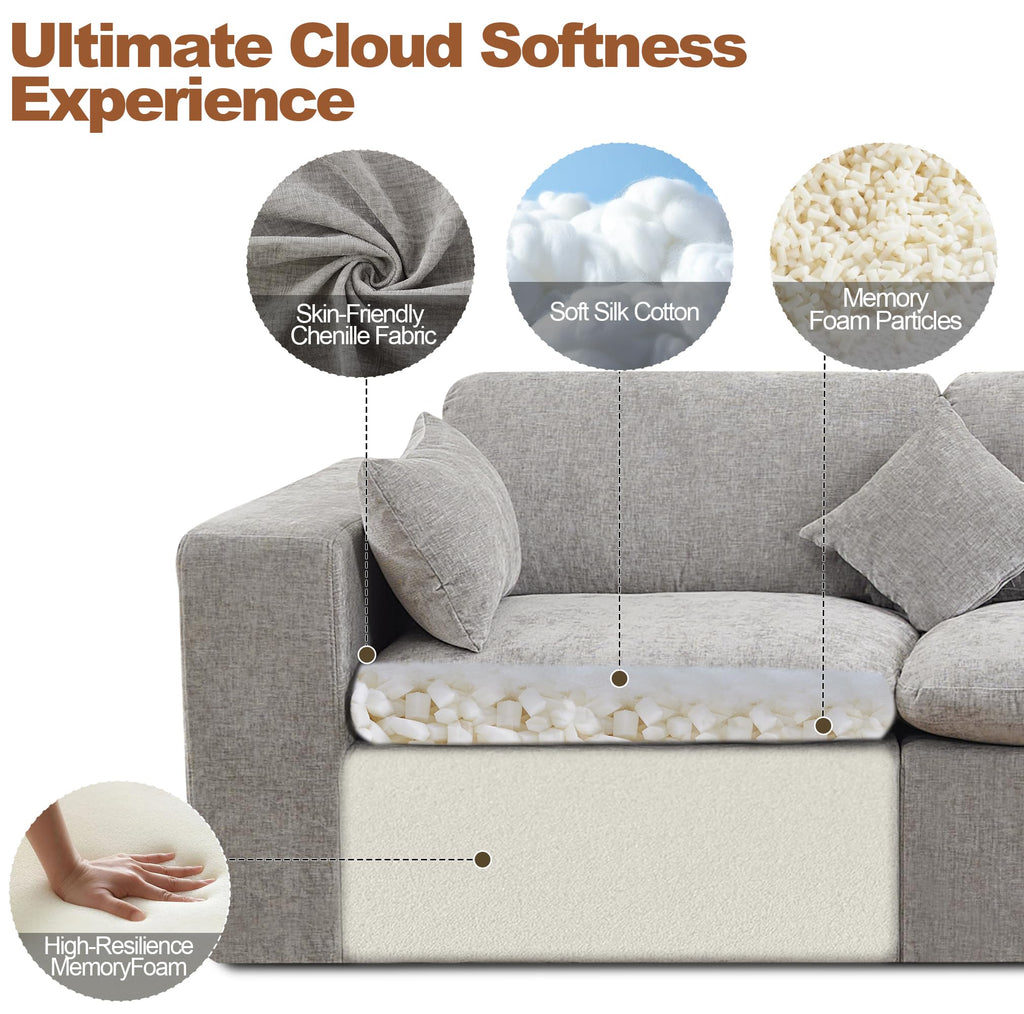 Light Grey Chenille Modular Sectional Sofa K6097