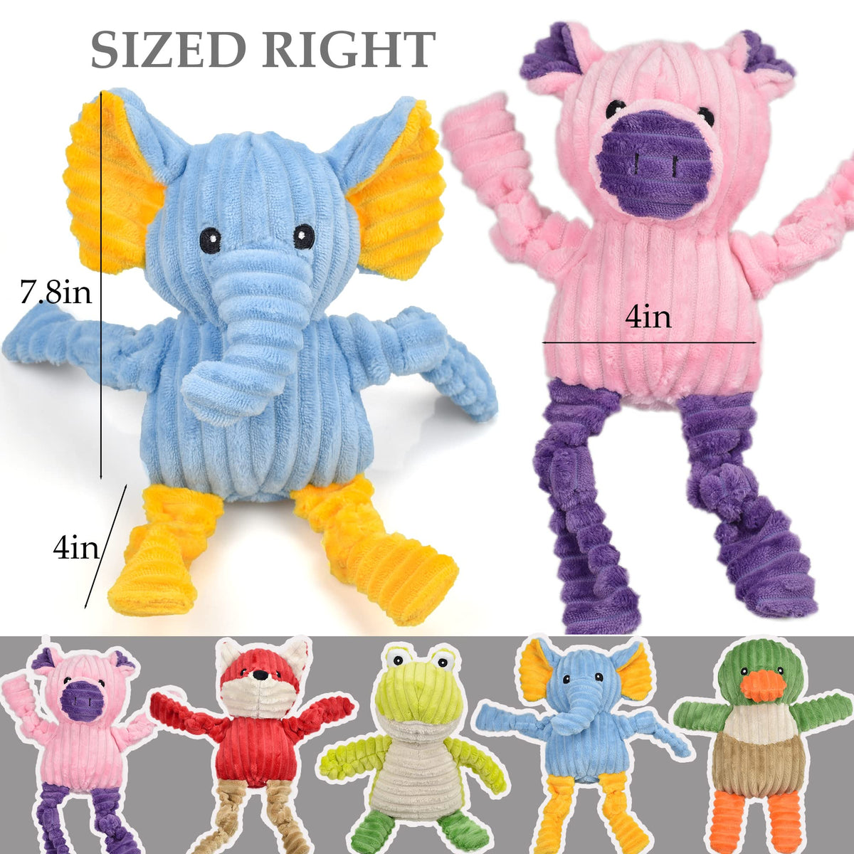 5 Pack Stuffed Squeaky Plush Dog Toys Z5043