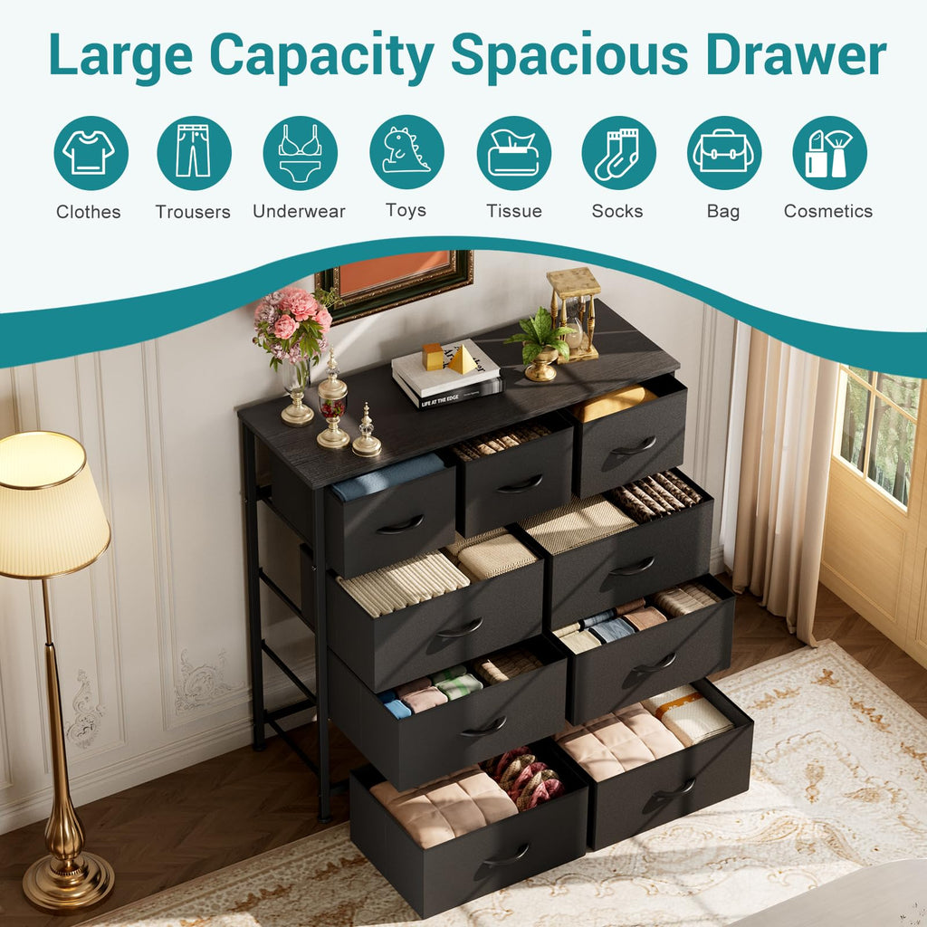 Black 9 Drawer Dresser S53091