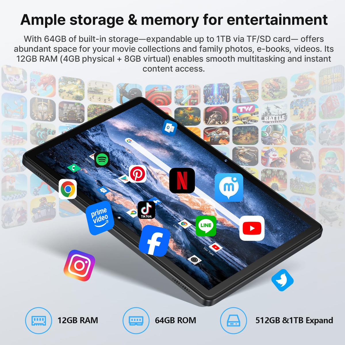 10 Inch Octa-Core Tablet with Keyboard Case Mouse Stylus U669923