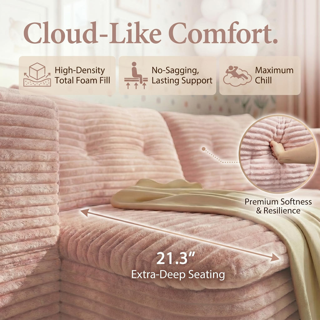 78.7" Pink Memory Foam Futon Sofa Bed S248008