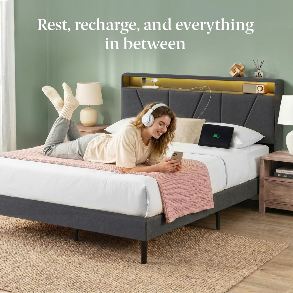 Upholstered Platform Bed Frame Full S184