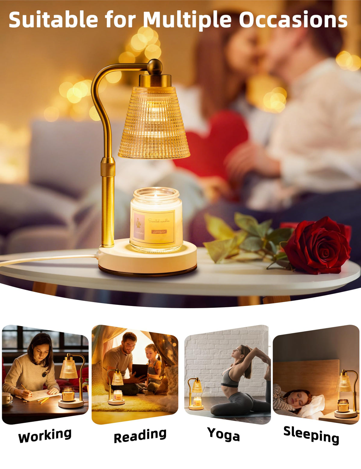 Height Adjustable Dimmable Candle Warmer Lamp with Timer N29683