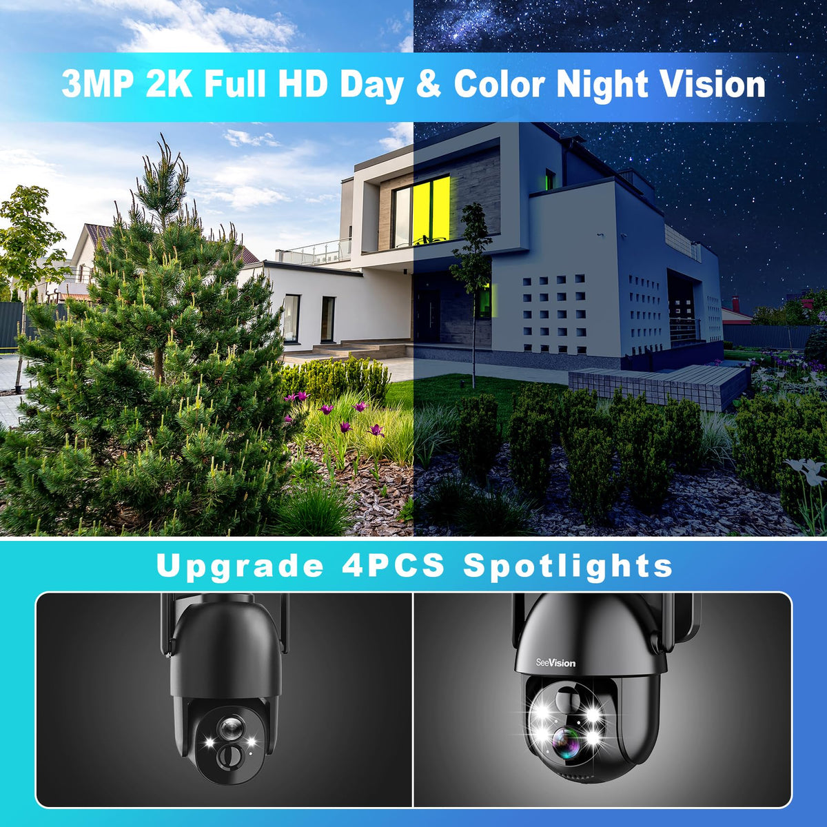 2K PTZ Wireless Security Camera with Spotlight C847510