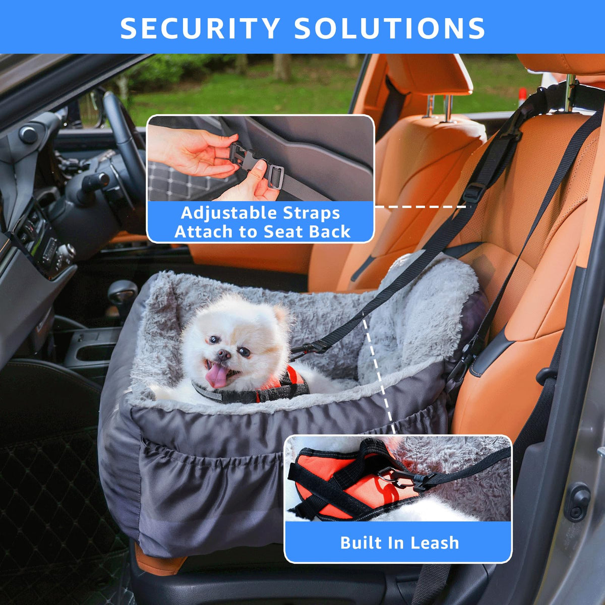 Washable Dog Car Seat with Storage Pockets J9762