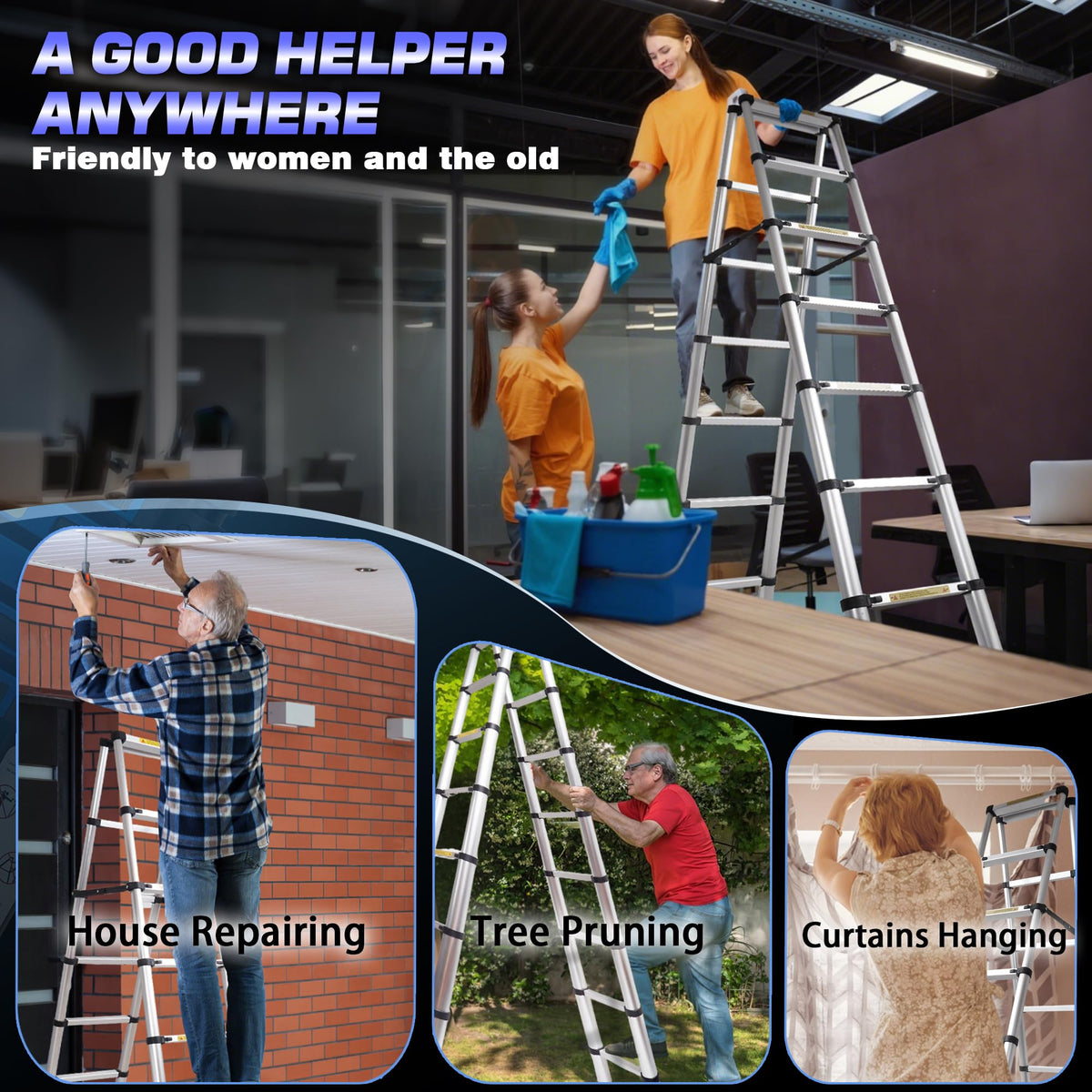 8.53 FT Aluminum Telescoping Ladder P6597