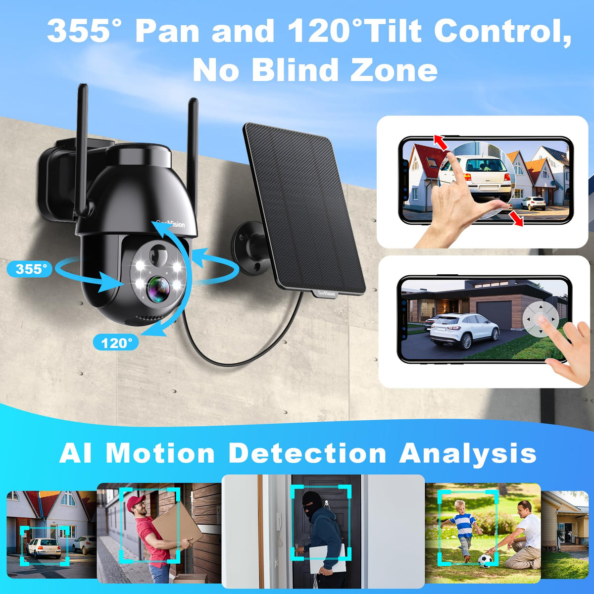 2K PTZ Wireless Security Camera with Spotlight C847510