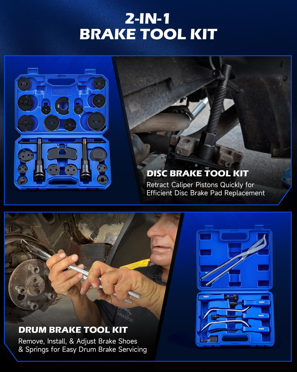 32pc Dual Brake Tool Kit with Caliper Compressor and Drum Brake Set V65007