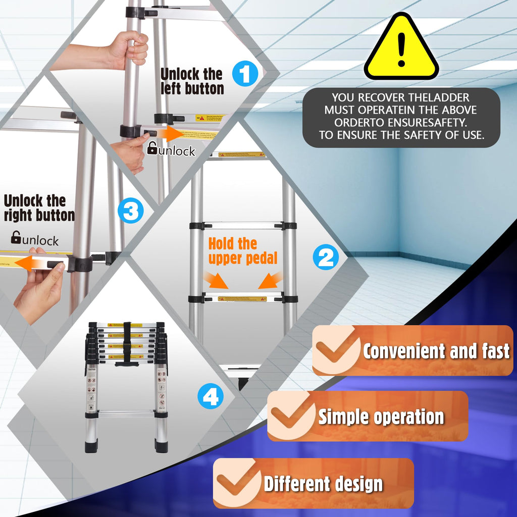 8.53 FT Aluminum Telescoping Ladder P6597