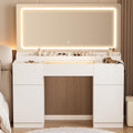 44" Pure White Vanity Desk with Mirror and Lights G35871