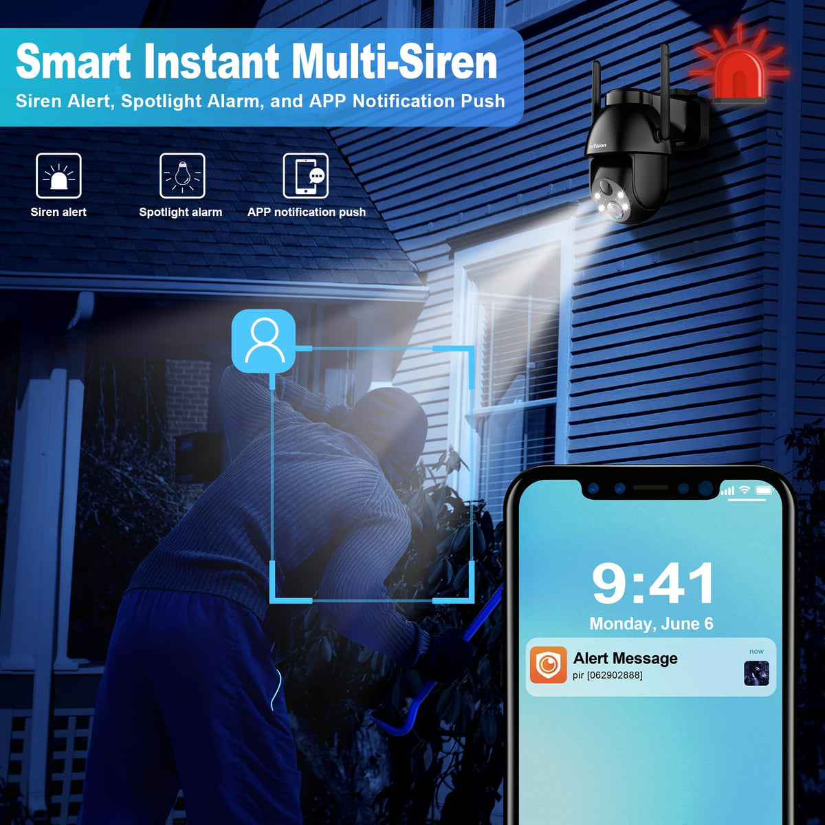 2K PTZ Wireless Security Camera with Spotlight C847510