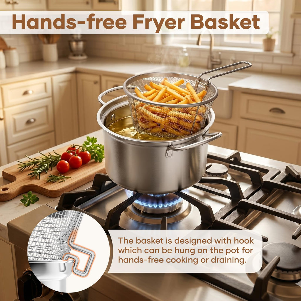 Deep Fryer Pot with Basket 6.3QT P811
