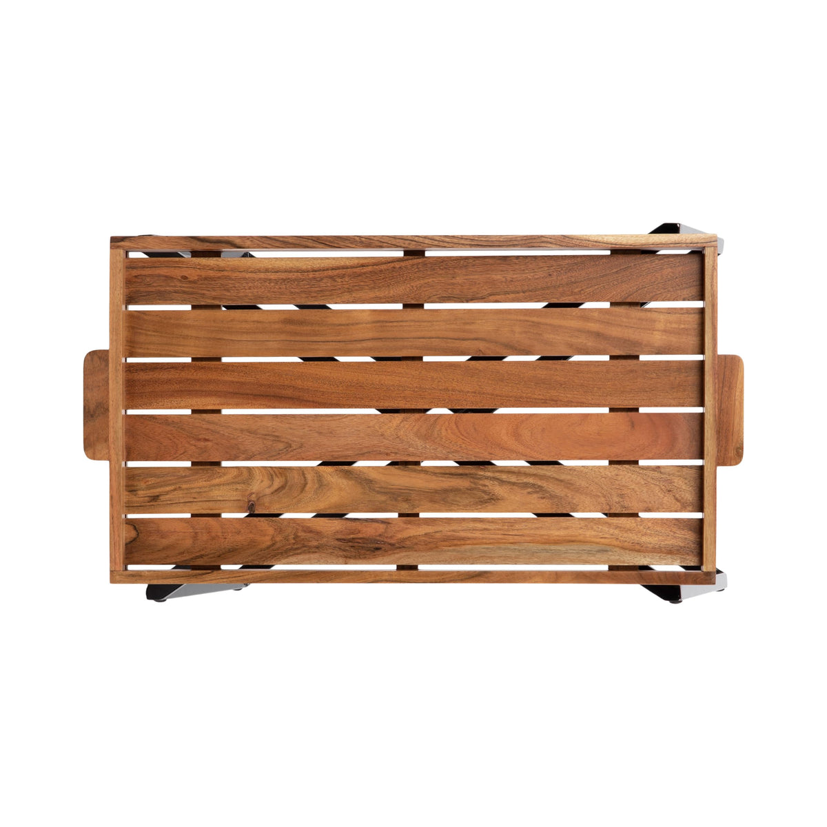 Natural Brown and Black Wood Tray Table with Removable Serving Tray Top U441