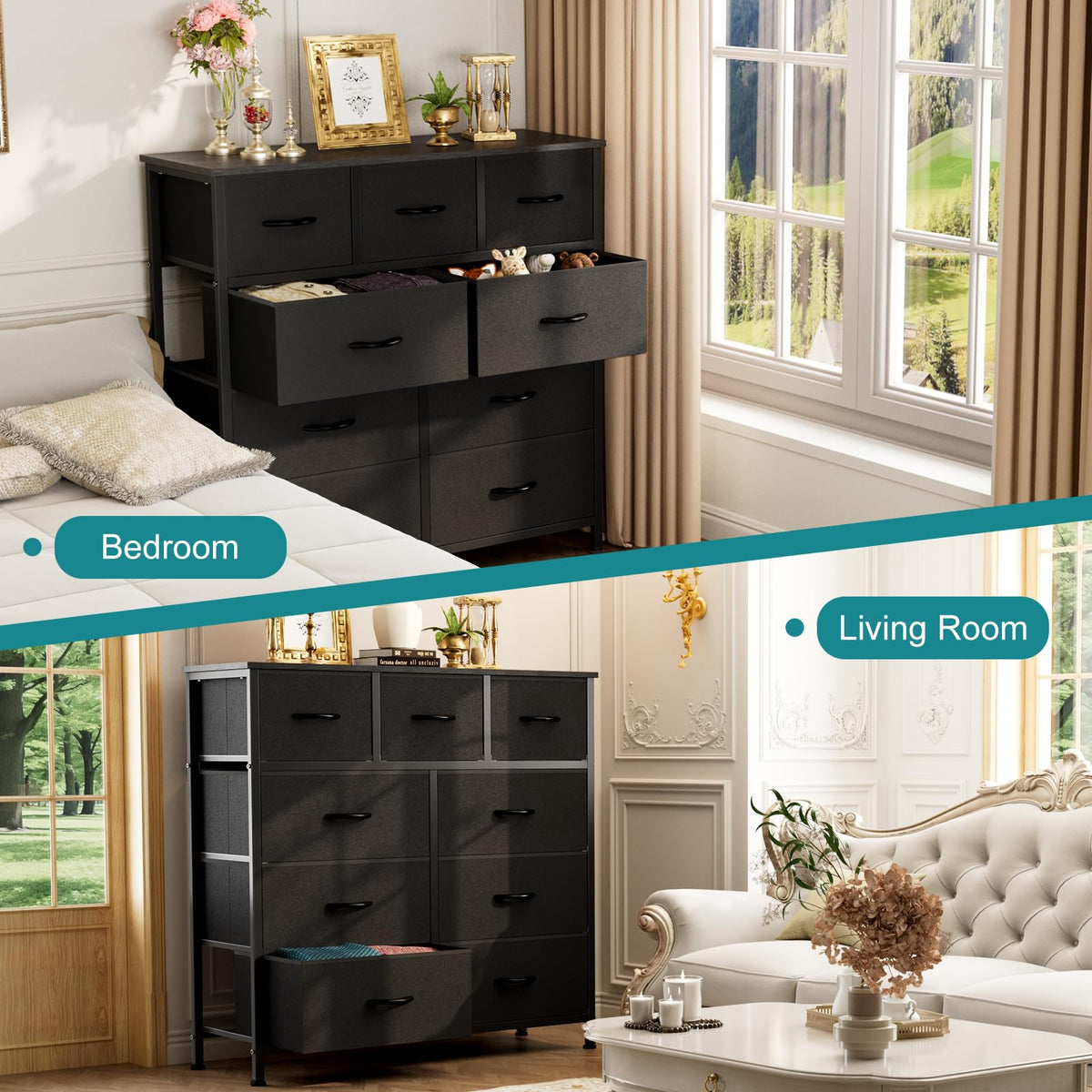 Black 9 Drawer Dresser S53091