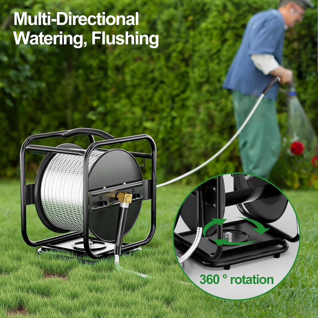 Garden Hose Reel With 100Ft Metal Water Pipe Z41594