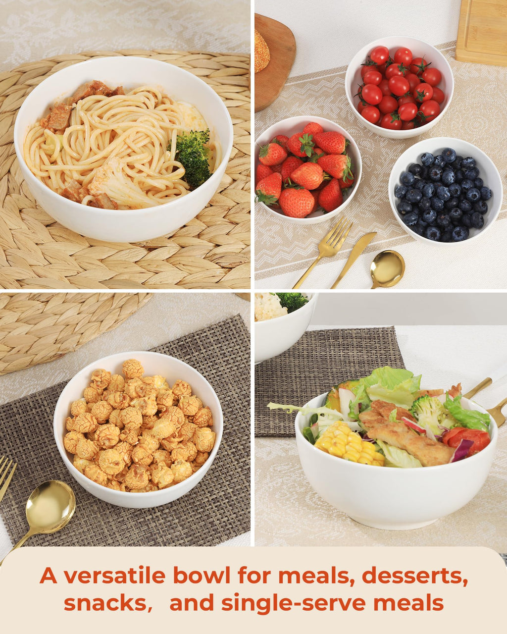 Cereal Bowls Set of 4, 24 OZ Ceramic M586461