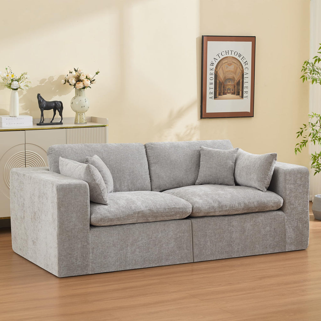 Light Grey Chenille Modular Sectional Sofa K6097