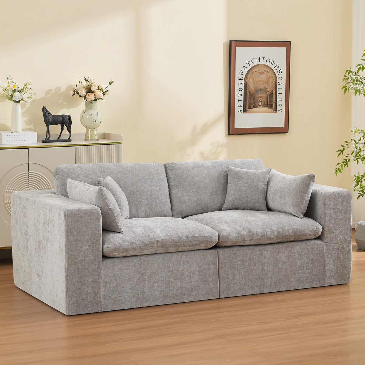 Light Grey Chenille Modular Sectional Sofa K6097