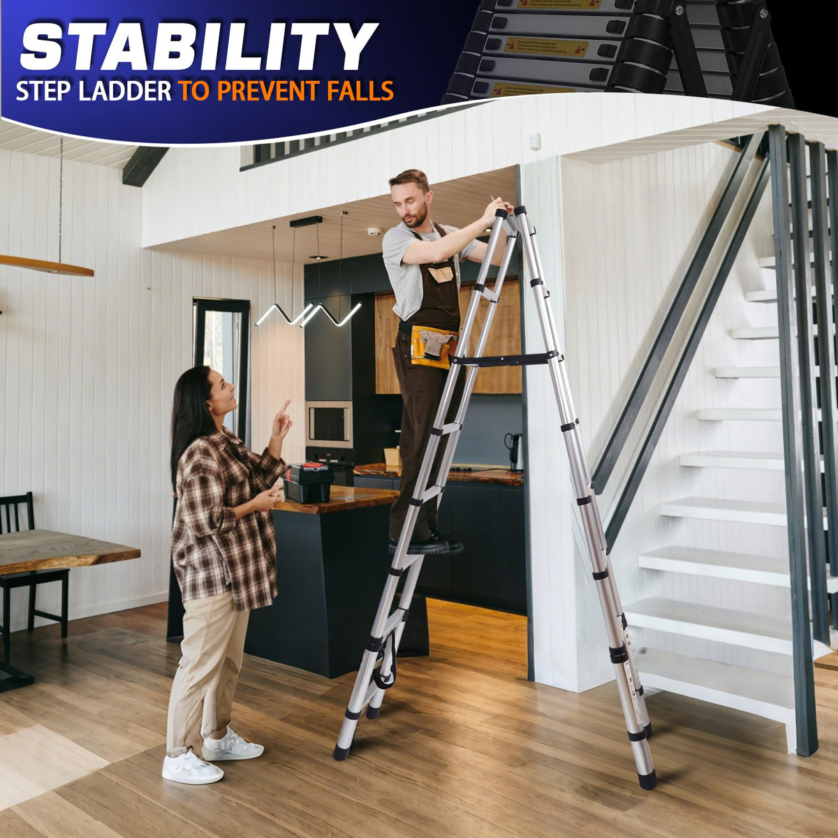 8.53 FT Aluminum Telescoping Ladder P6597