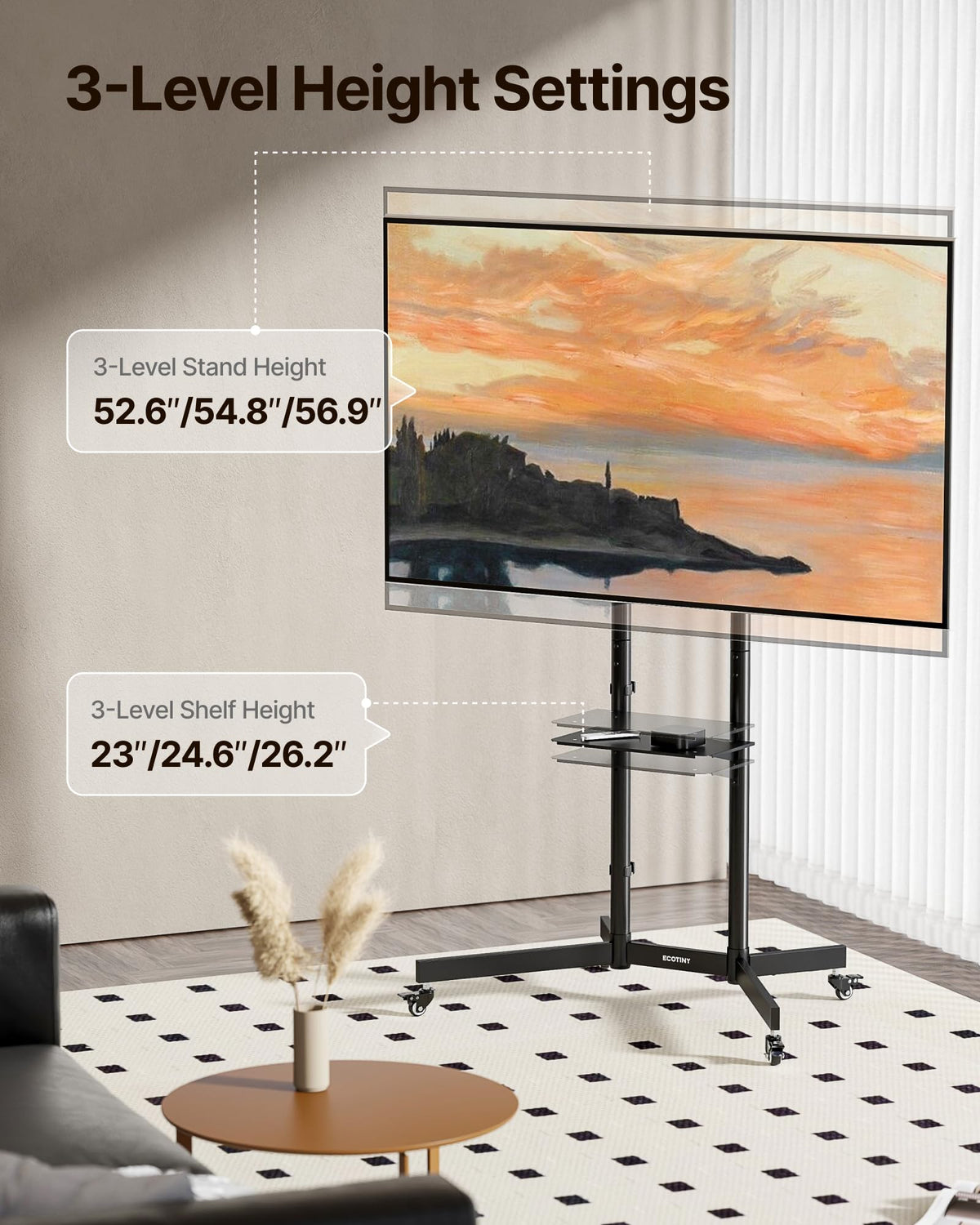 Heavy-Duty Rolling TV Stand H8702