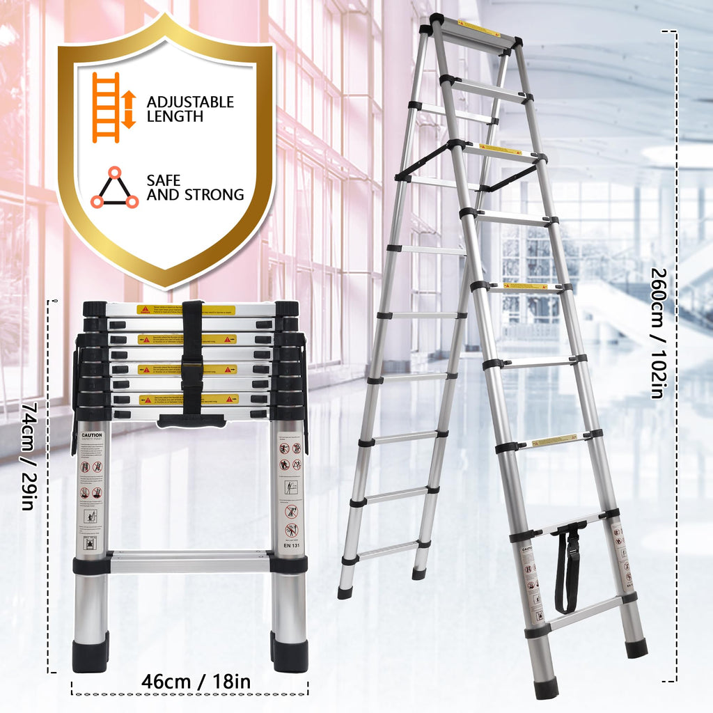 8.53 FT Aluminum Telescoping Ladder P6597