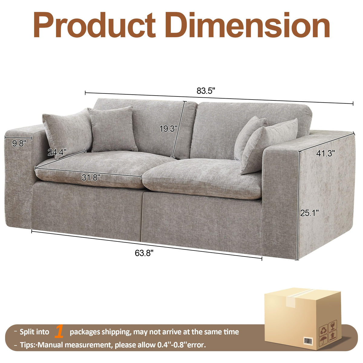 Light Grey Chenille Modular Sectional Sofa K6097