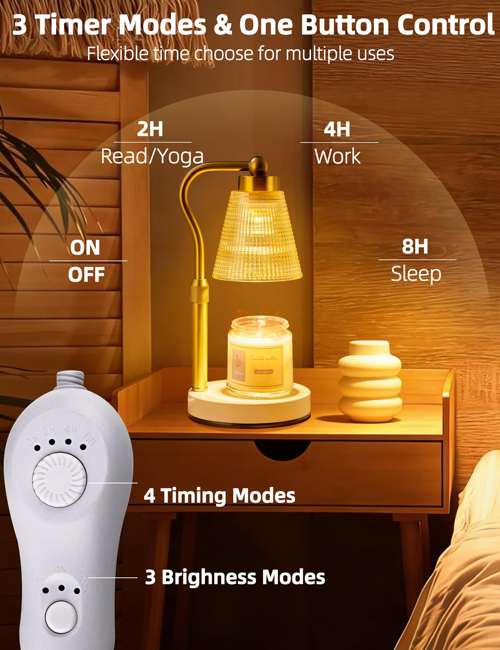 Height Adjustable Dimmable Candle Warmer Lamp with Timer N29683