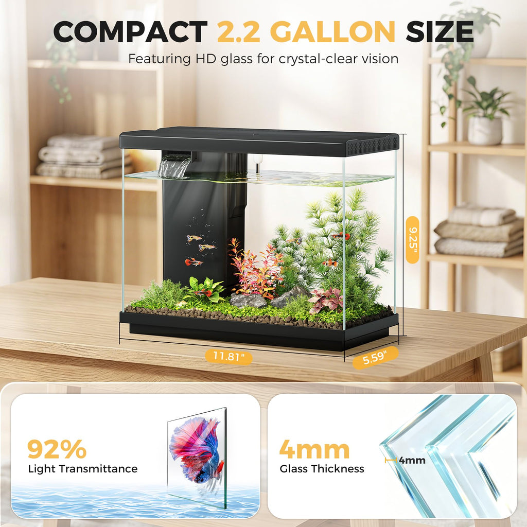 2.2 Gallon Small Black Fish Tank J24641