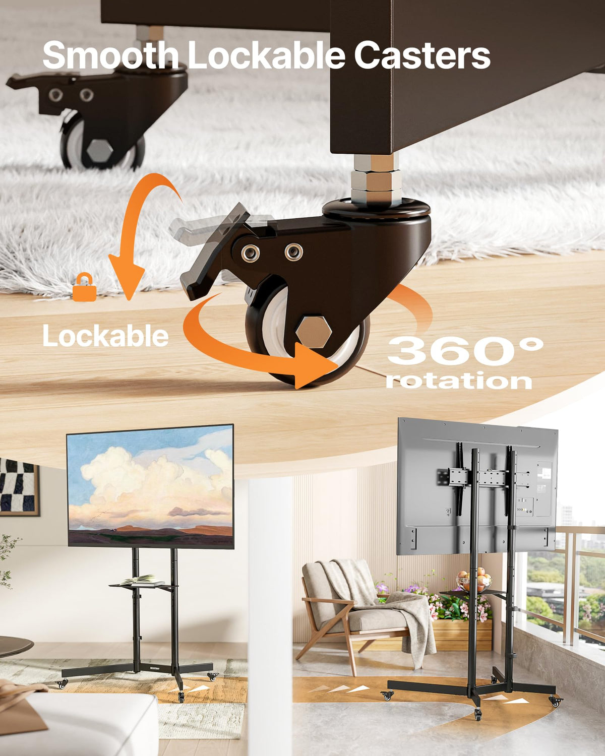 Heavy-Duty Rolling TV Stand H8702