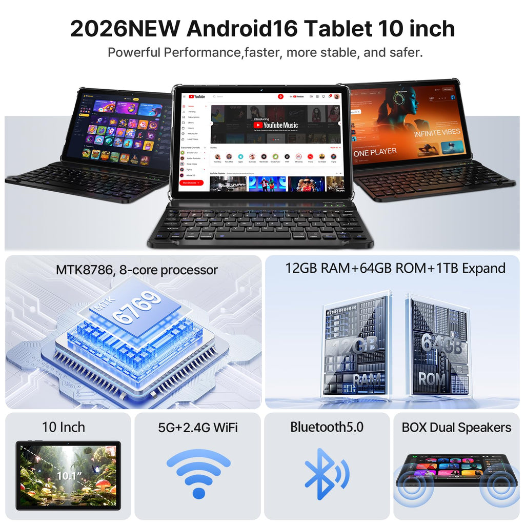 10 Inch Octa-Core Tablet with Keyboard Case Mouse Stylus U669923