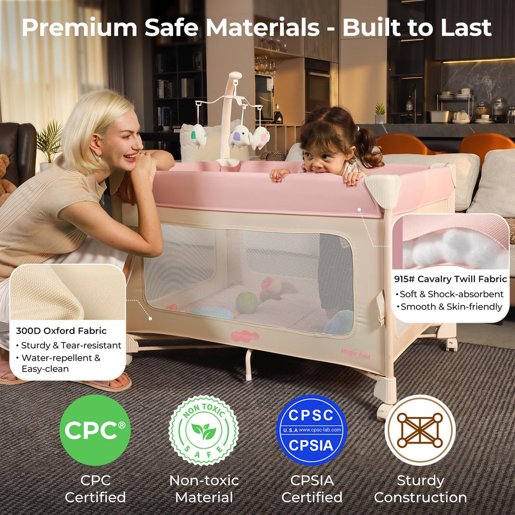 5 in 1 Pack and Play Bedside Crib Playard with Mattress D6312