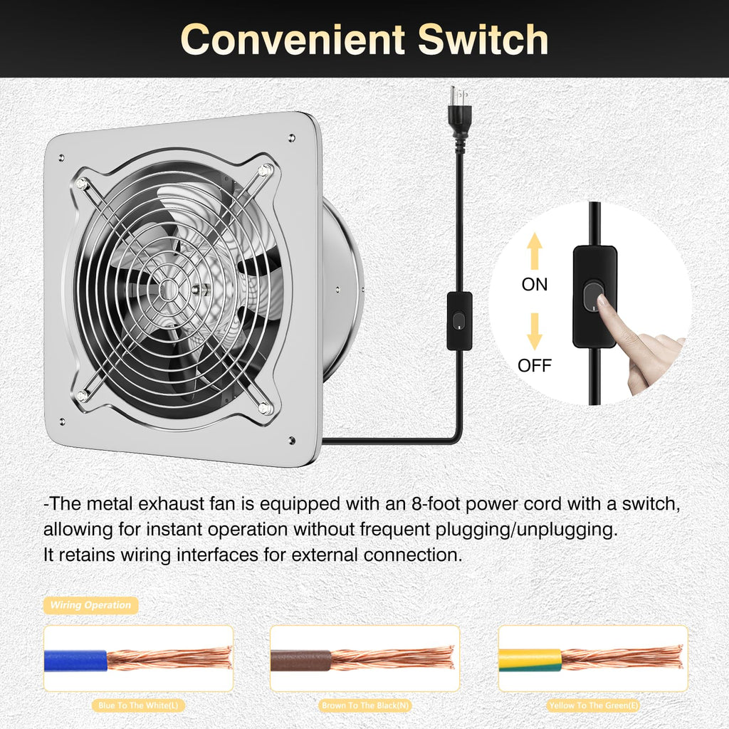 6 inch 308CFM Wall Mounted Exhaust Fan with Check Valve J24531