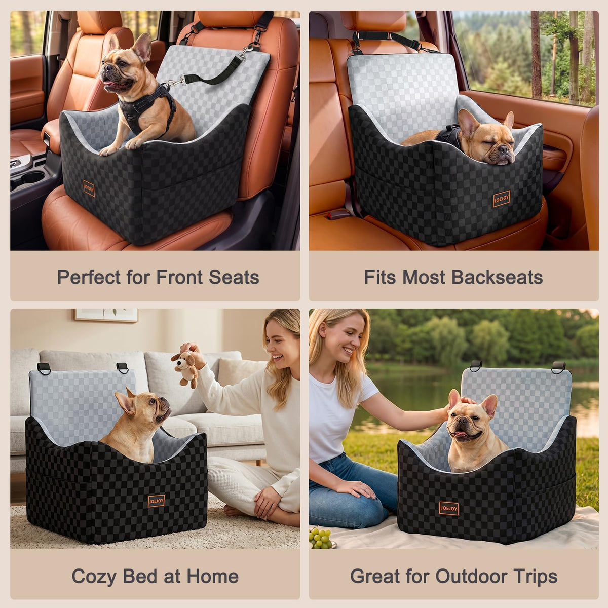 Elevated Dog Car Seat for Small/Medium Dogs up to 35 lbs, Memory Foam Grey Z247104