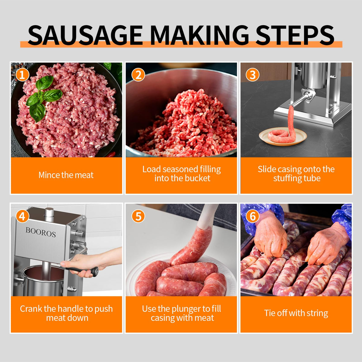 Manual Sausage Stuffer, 11Lbs/5L Meat Stuffer, 4 Stuffing Tubes A209577