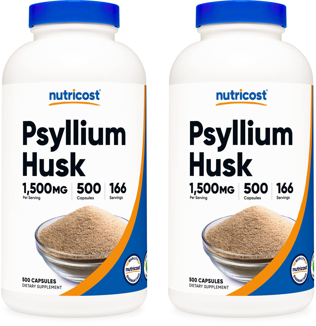 Psyllium Husk 1500mg 500 Capsules 2 Bottles E7506