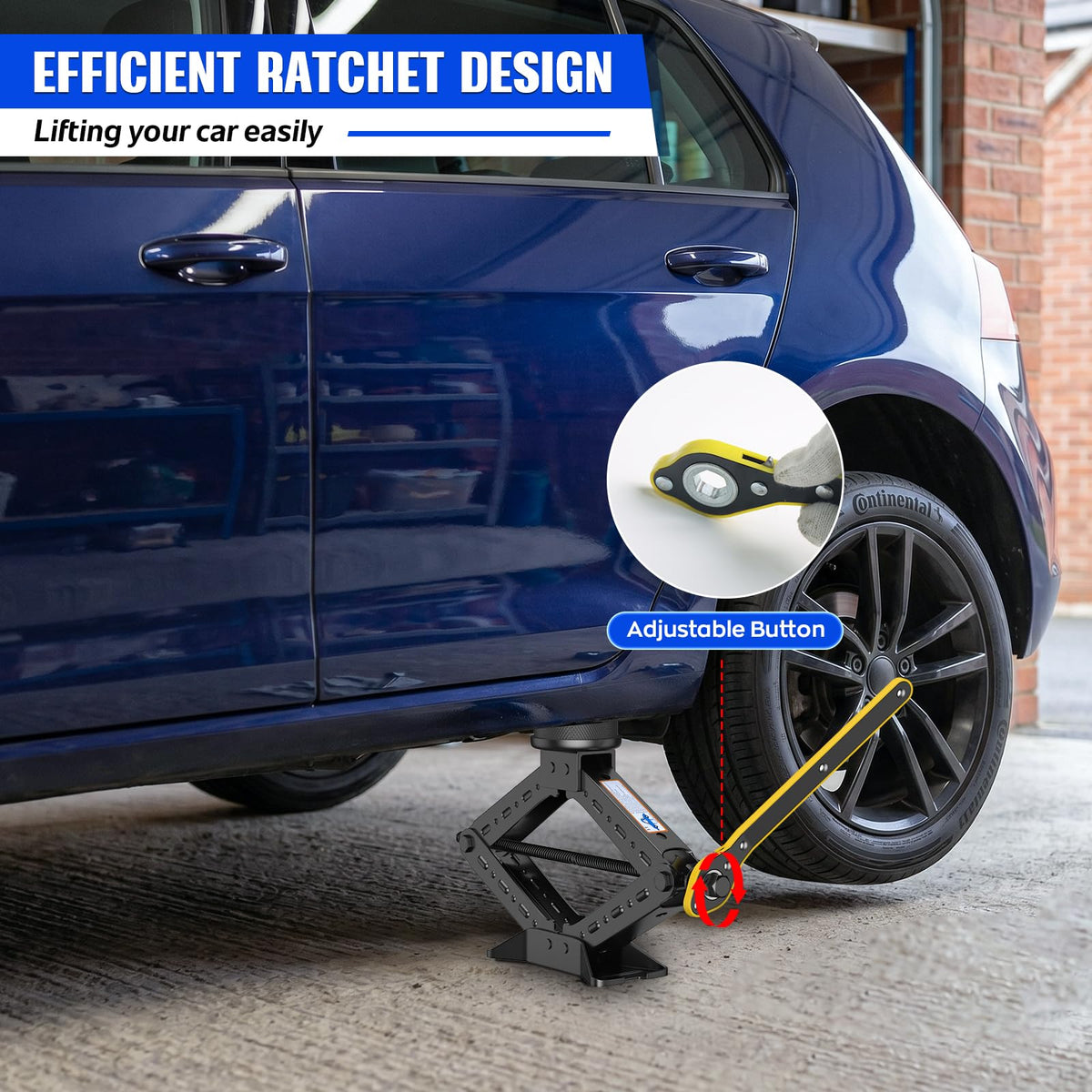 3 Ton Heavy Duty Scissor Jack Kit with Ratchet Wrench L73738