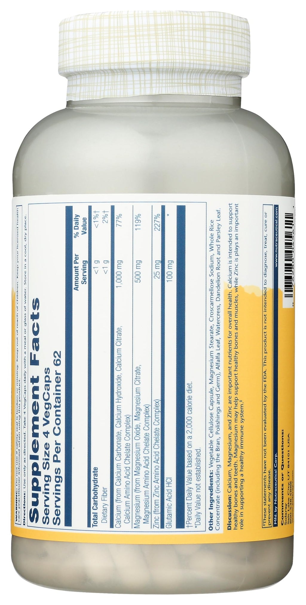 Calcium Magnesium Zinc Capsules 250 Count F898